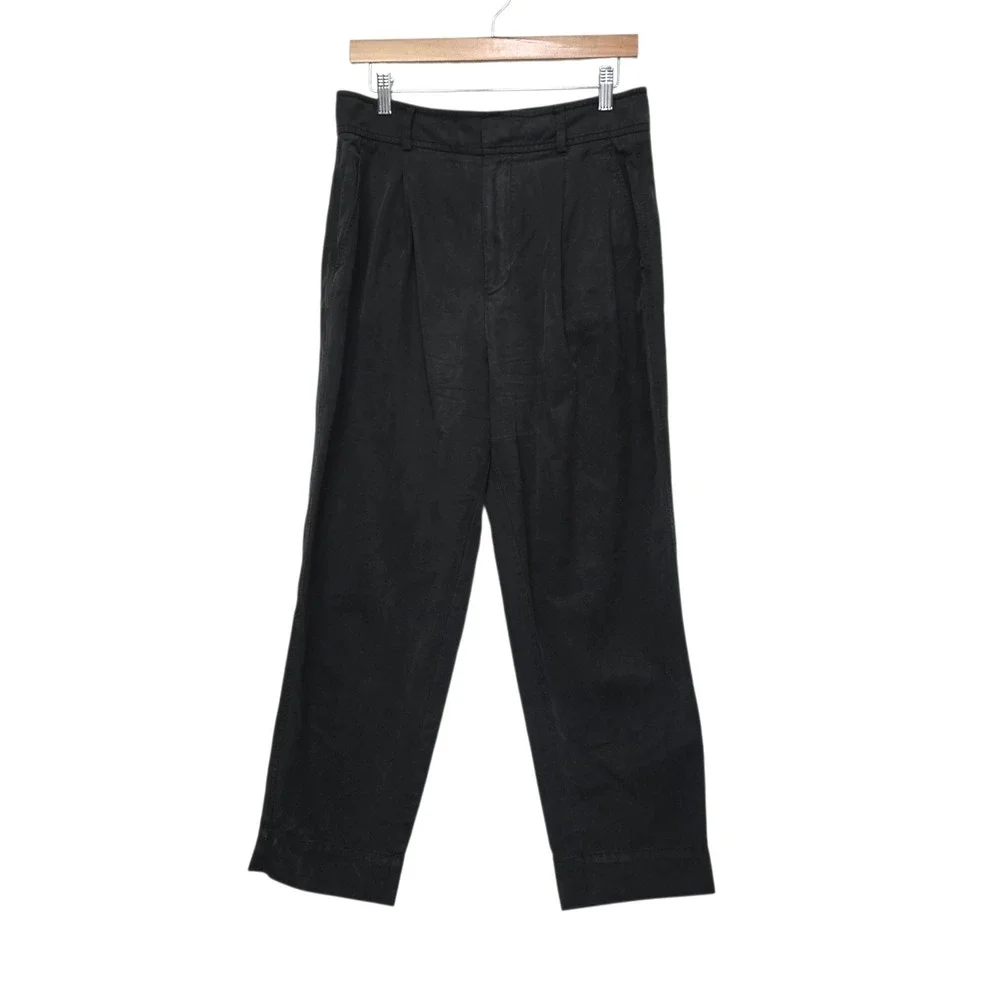 Everlane Womens High Way Pleated‎ Straight Leg Trousers Washed Black Size 10